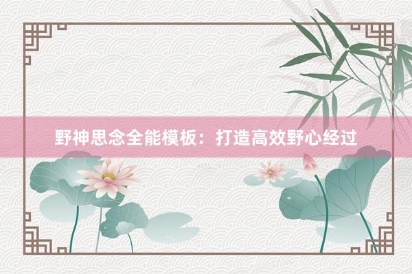野神思念全能模板：打造高效野心经过
