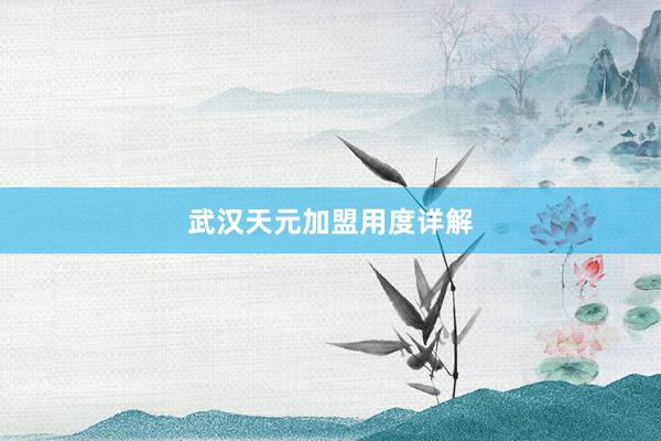 武汉天元加盟用度详解